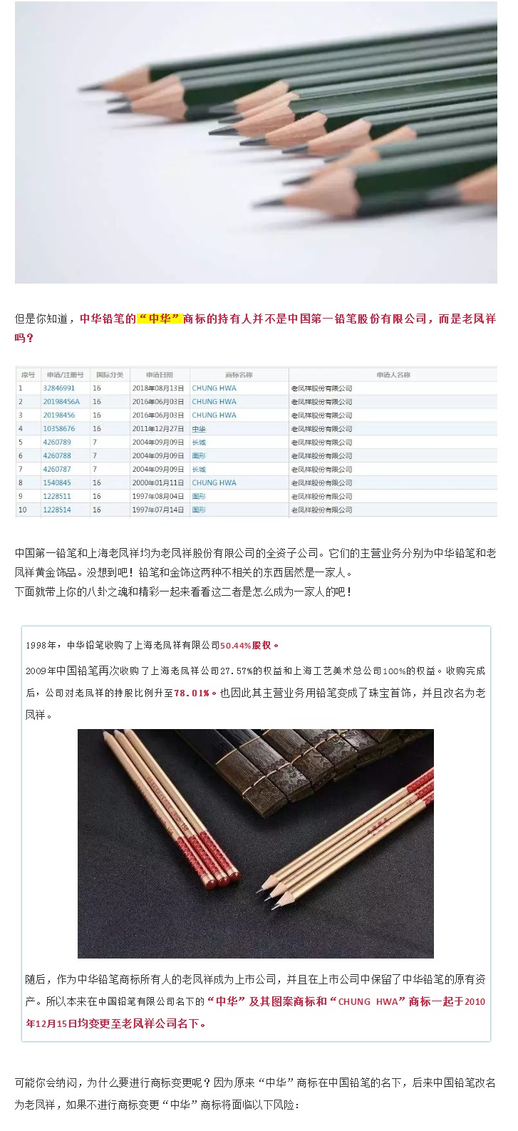 高考倒計時||你知道中華鉛筆的商標持有人是老鳳祥嗎？