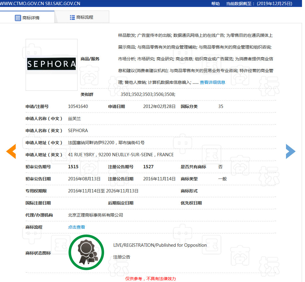 美妝巨頭絲芙蘭被東莞某公司搶注商標了？