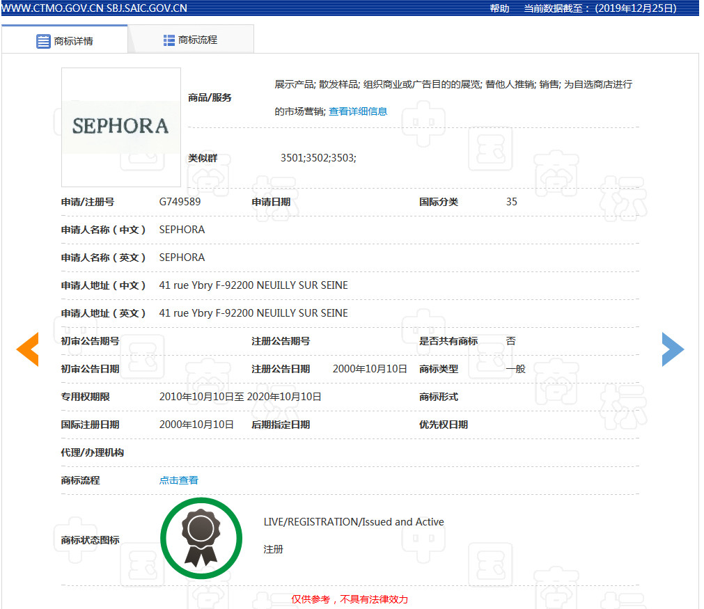 美妝巨頭絲芙蘭被東莞某公司搶注商標了？