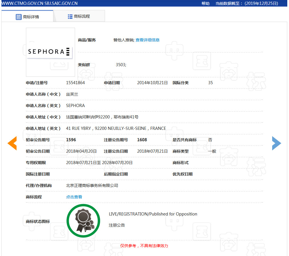 美妝巨頭絲芙蘭被東莞某公司搶注商標了？