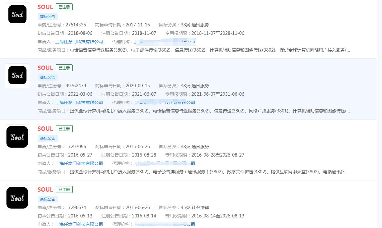 興趣社交Soul邁出港股上市第一步？我們來看看Soul的商標布局