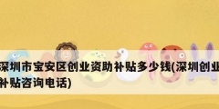 深圳市寶安區創業資助補貼多少錢(深圳創業補貼咨詢電話)