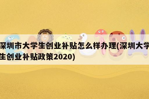 深圳市大學(xué)生創(chuàng)業(yè)補(bǔ)貼怎么樣辦理(深圳大學(xué)生創(chuàng)業(yè)補(bǔ)貼政策2020)